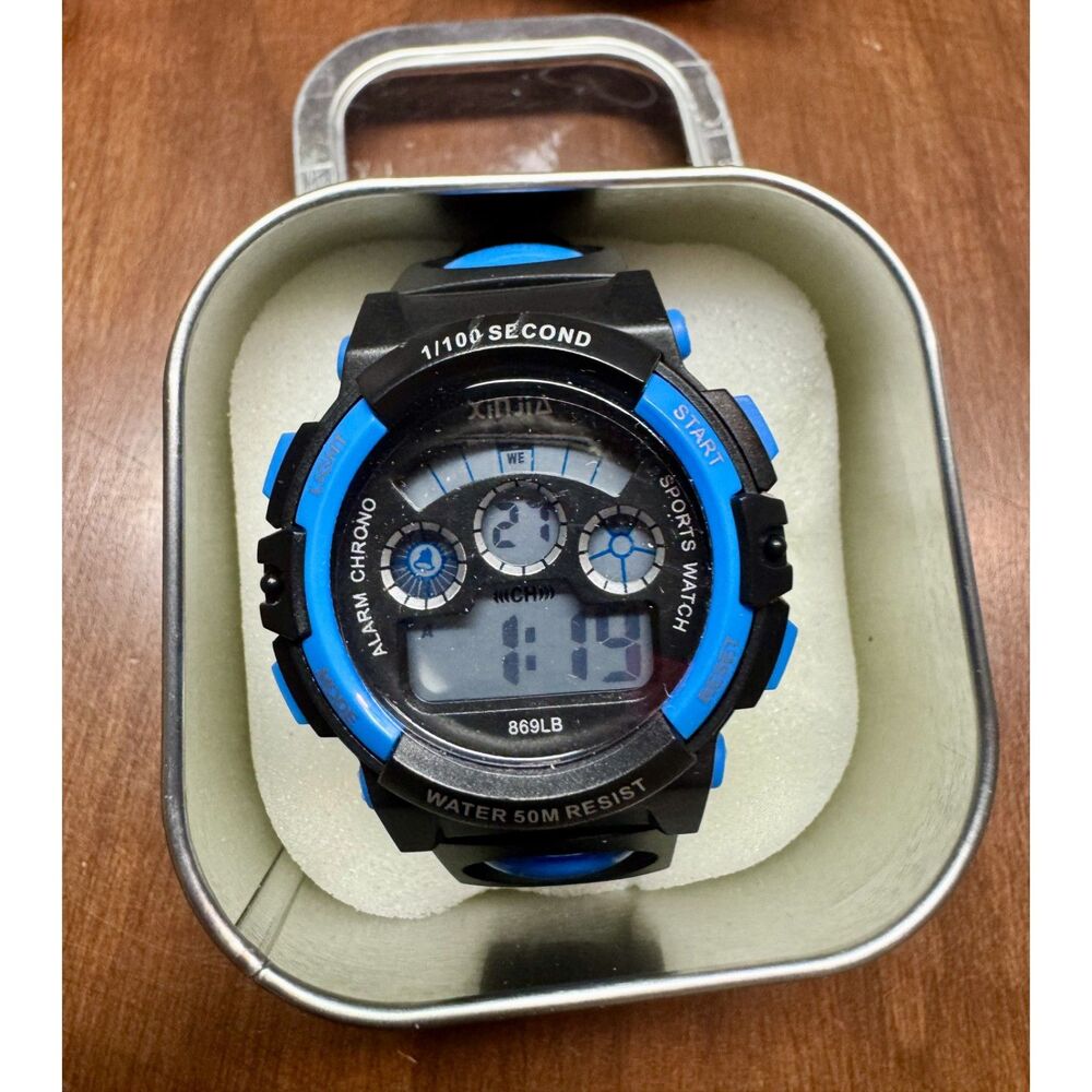 Kids Digital Outdoor Electronic Alarm Watch - Blue/ Black